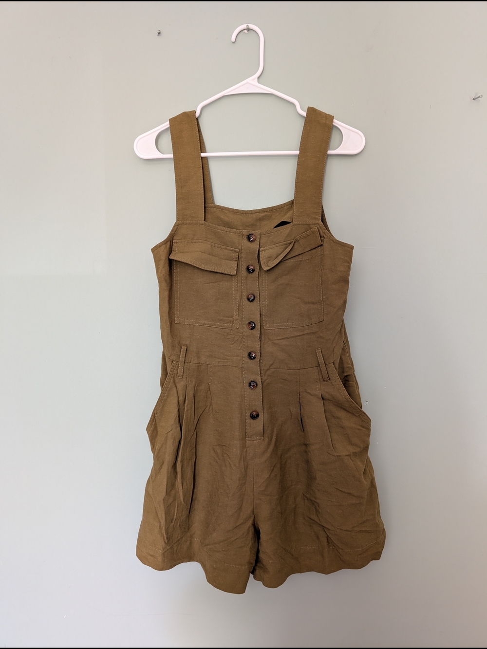 H&M Olive Green Button-Front Romper